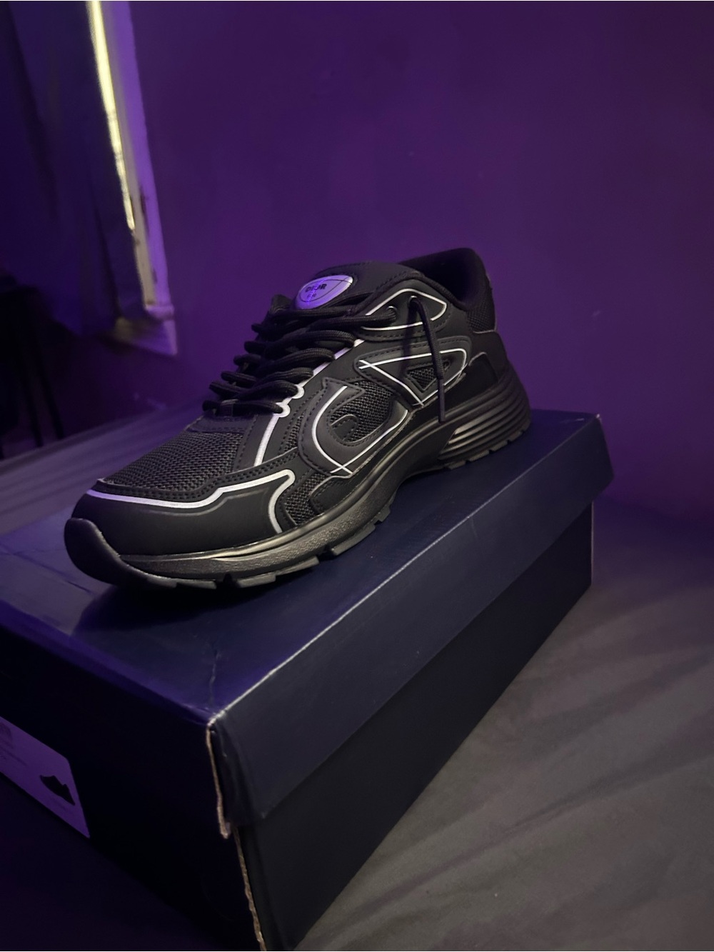 Dior Men's Black and White Accent Runner Sneakers